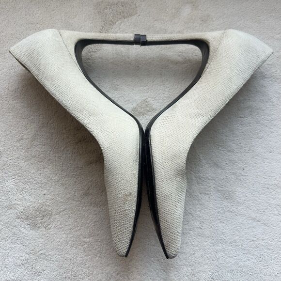 Stuart Weitzman Nude Goosebump Leather Heel Pump Women 5 M Textured Neutral - Picture 6 of 16